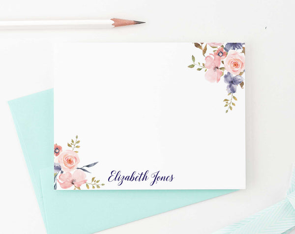 Elegant Floral Corners Personal Stationery for Women - Modern Pink Paper