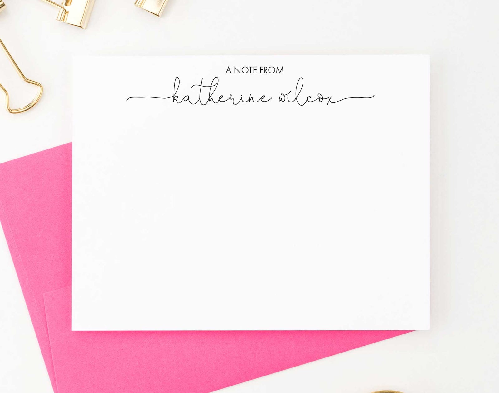 PS083 a note from personalized stationery cards with modern script name women note cards
