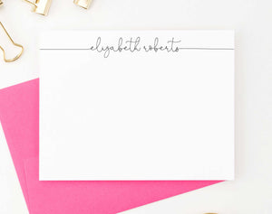 PS086 simple script note cards personalized for women adult flat stationery elegant