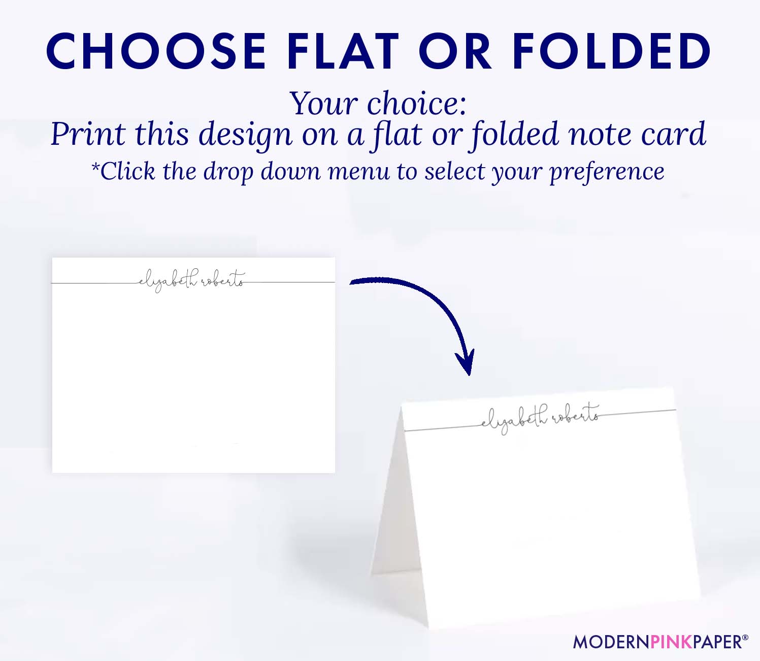 Simple Script Note Cards Personalized for Women - Modern Pink Paper