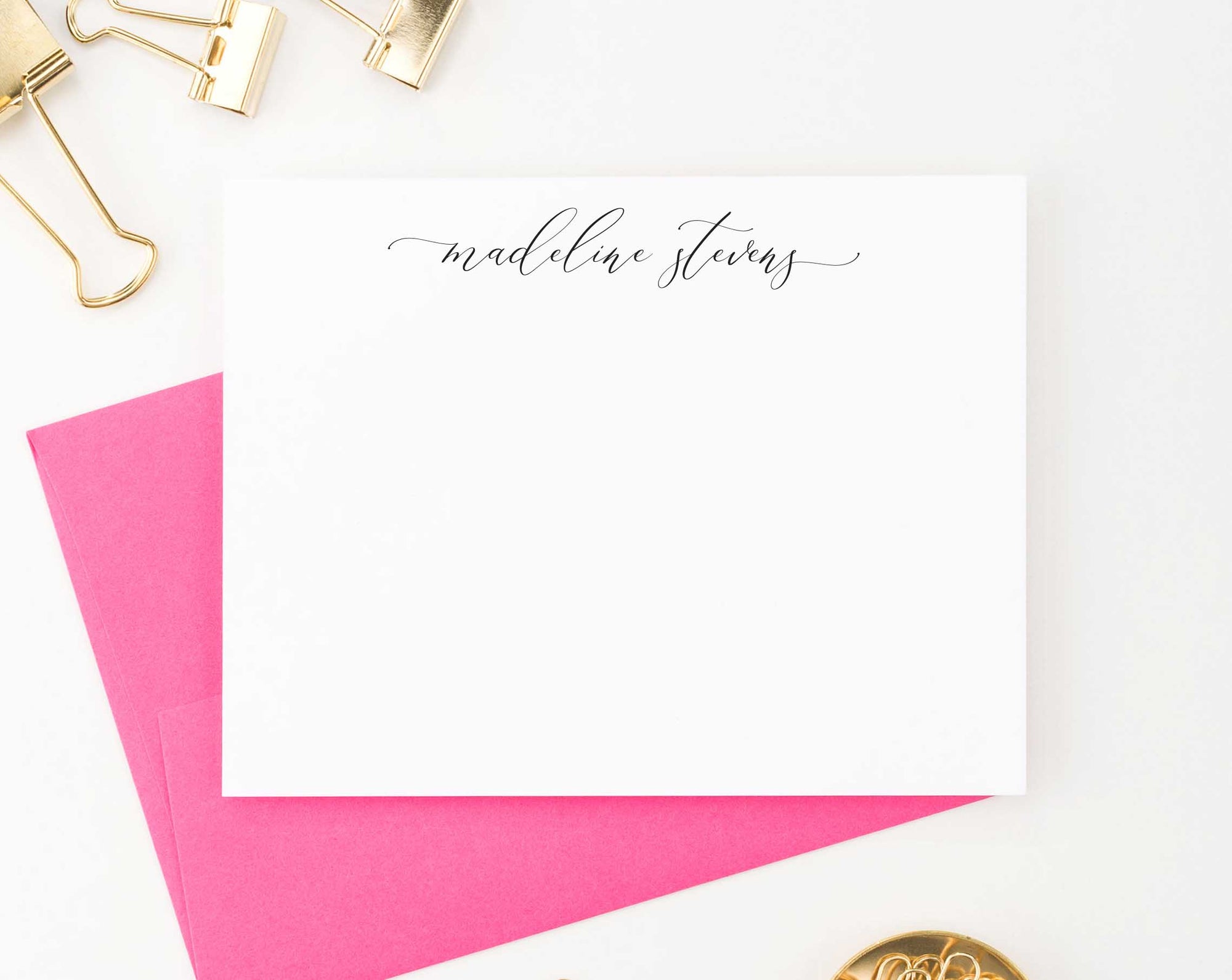 PS087 modern script personalized stationery note cards for women adult elegant simple