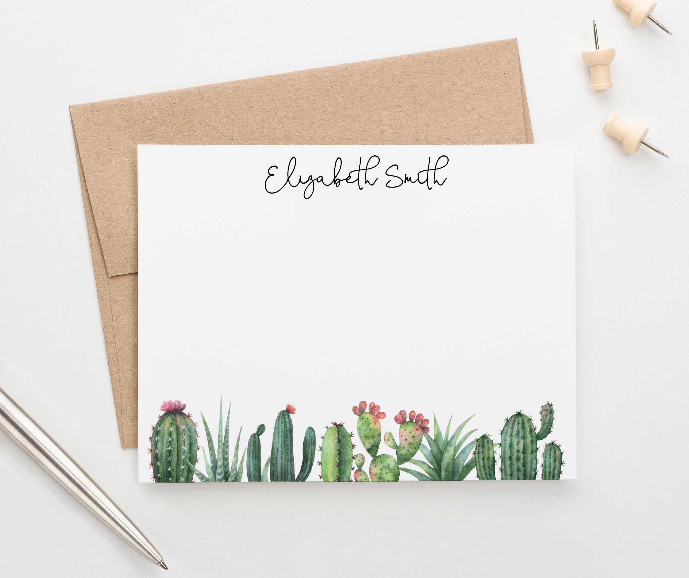 Cactus Personalized Stationery Set for Women