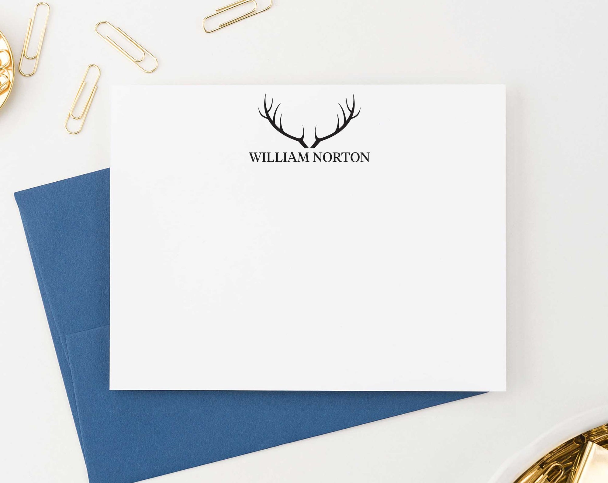 PS103 modern personalized stationery sets with black deer antlers mens simple 1