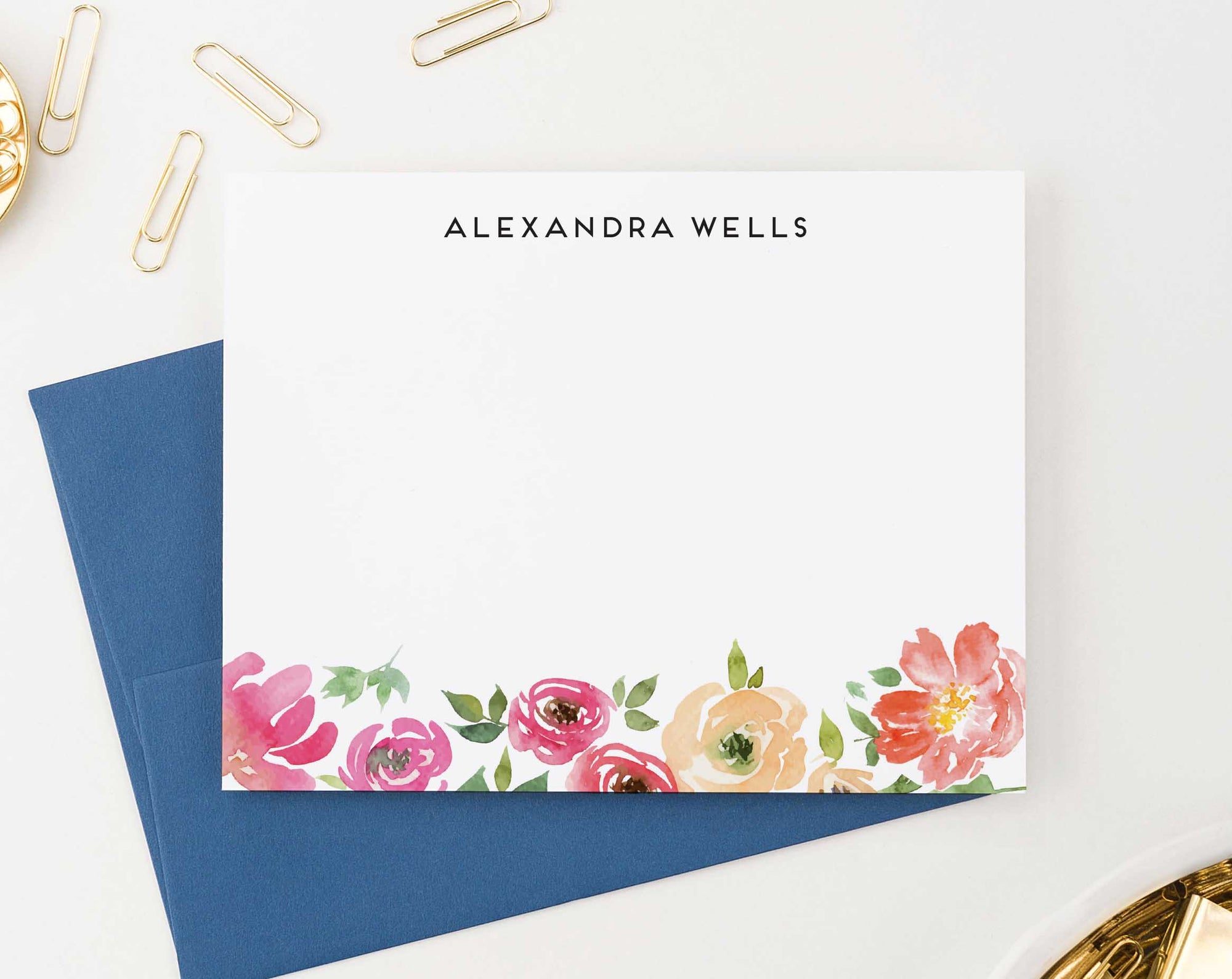 PS104 watercolor floral personalized stationery gift sets florals flowers