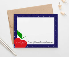 PS108 apple personalized teacher stationery with polka dot frame teachers principle educator 1