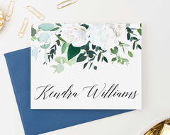 PS112 white floral personalized note cards set women elegant folded stationary 1