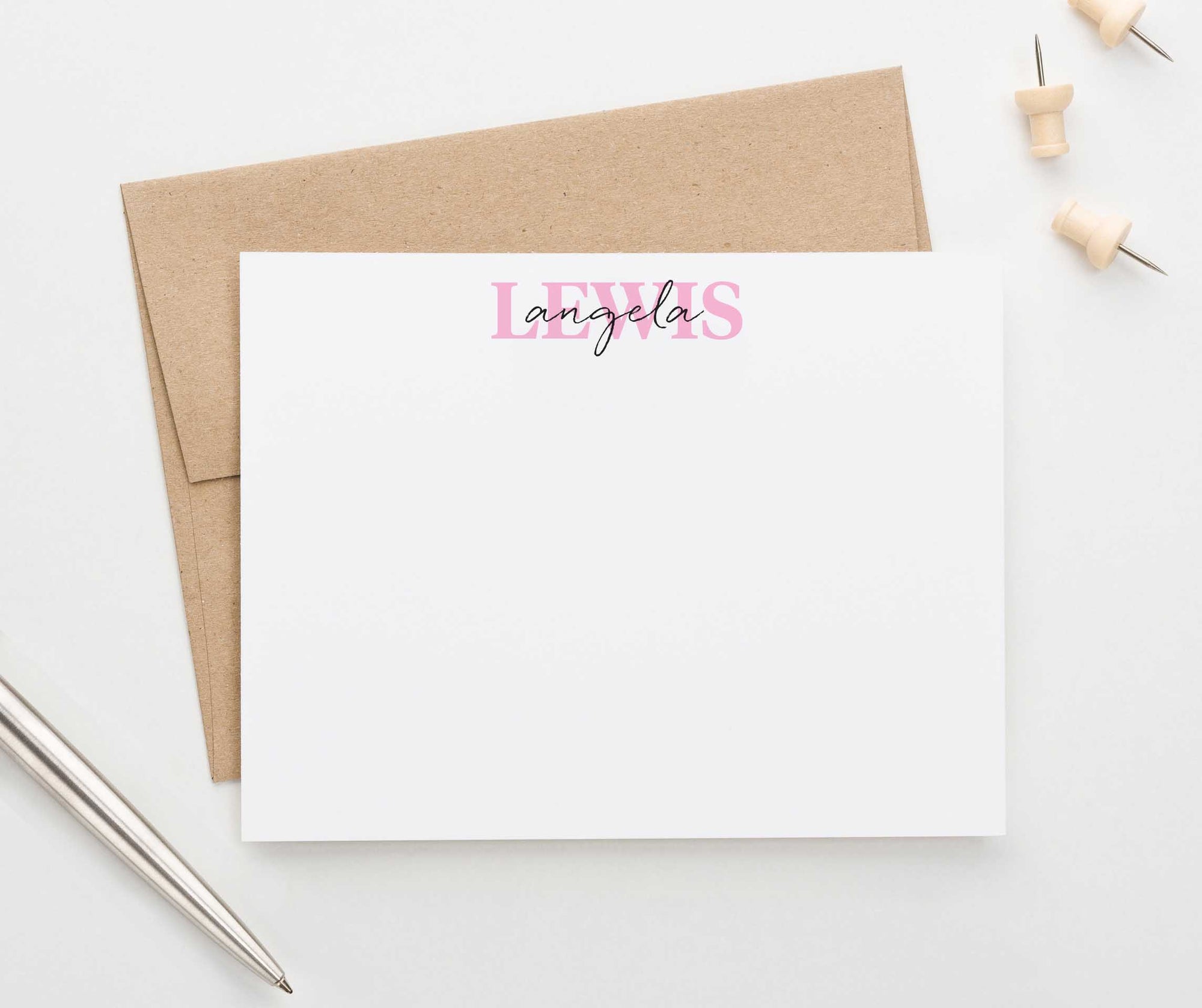 PS115 first and last name personalized thank you note cards women men stationery 2