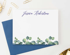 PS123 elegant personalized note cards with greenery women adult leaves green stationery 3