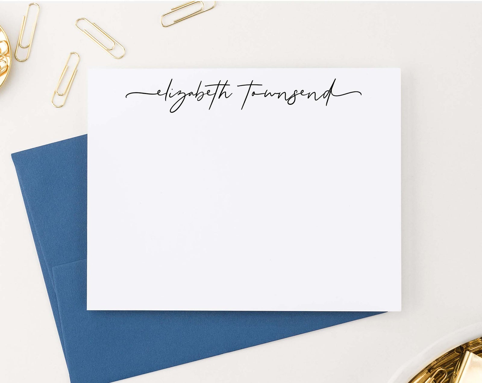 PS136 modern script font personalized notecards for adults elegant women