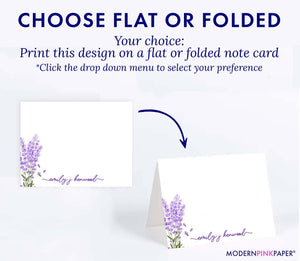 Elegant Lavender Plant Stationery Personalized Set