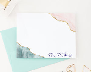PS152 Simple Blue and Pink Agate Stationery for Women script elegant 3
