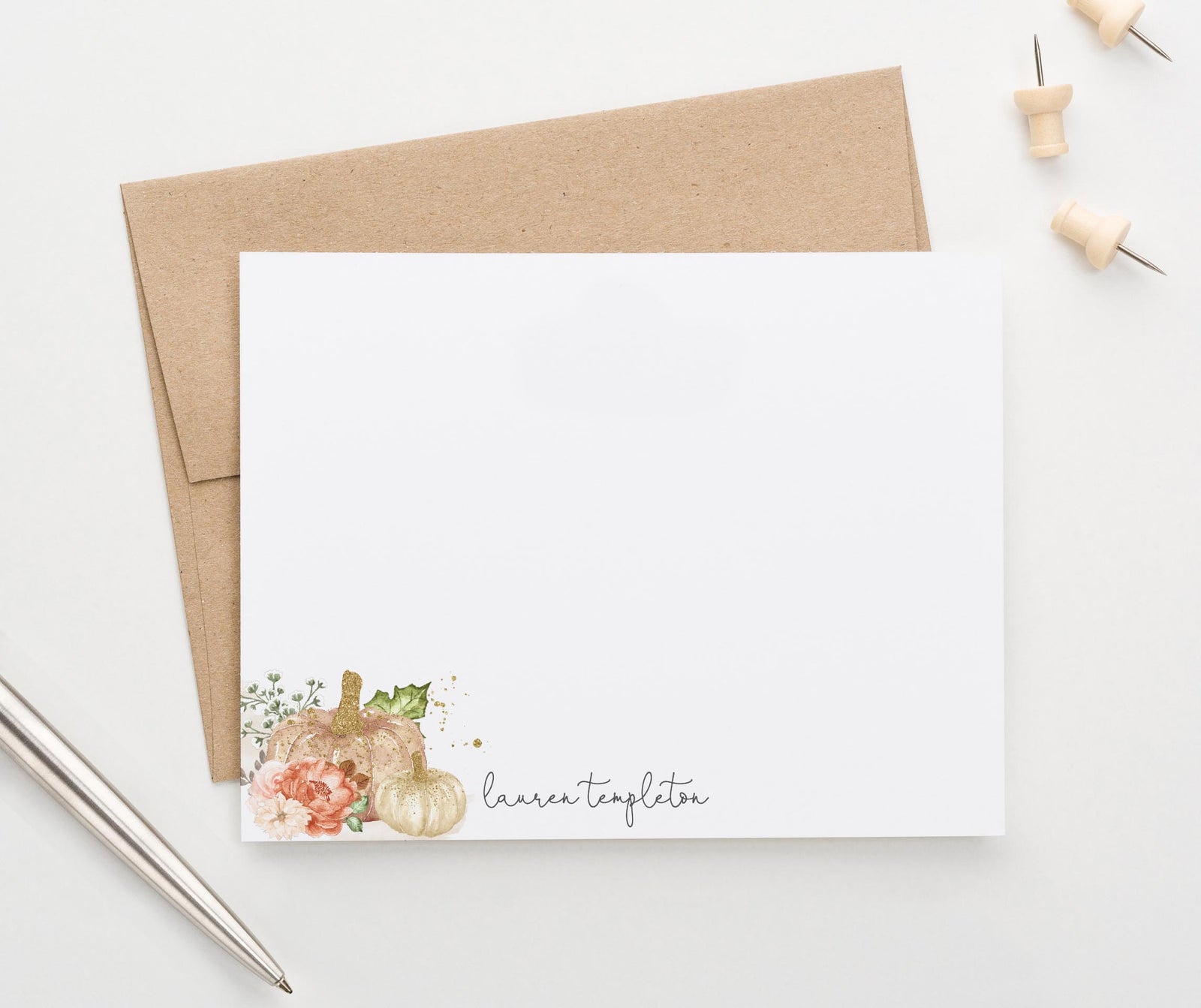 PS168 Cute Pumpkin Stationary Personalized glitter autumn harvest