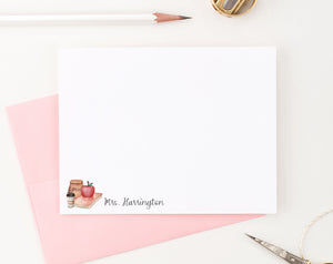 PS187 Apple Teacher Personalized Stationery Cards Watercolor note thank you book teachers principal b