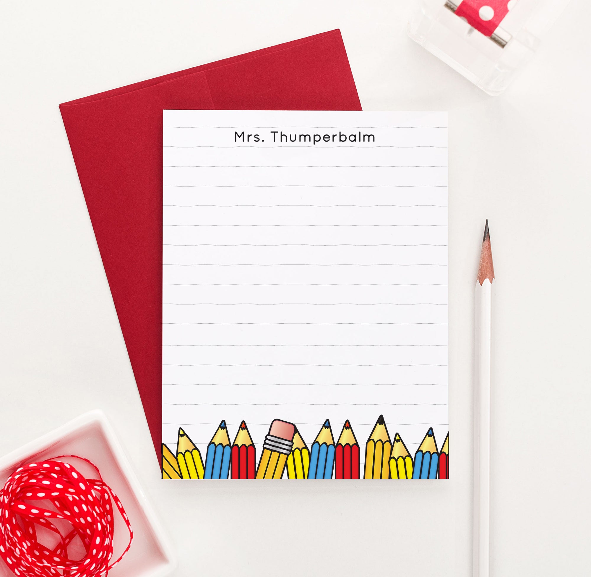 PS189 Personalized Cute Teacher Stationery with Pencils colorful kindergarten stationary note cards