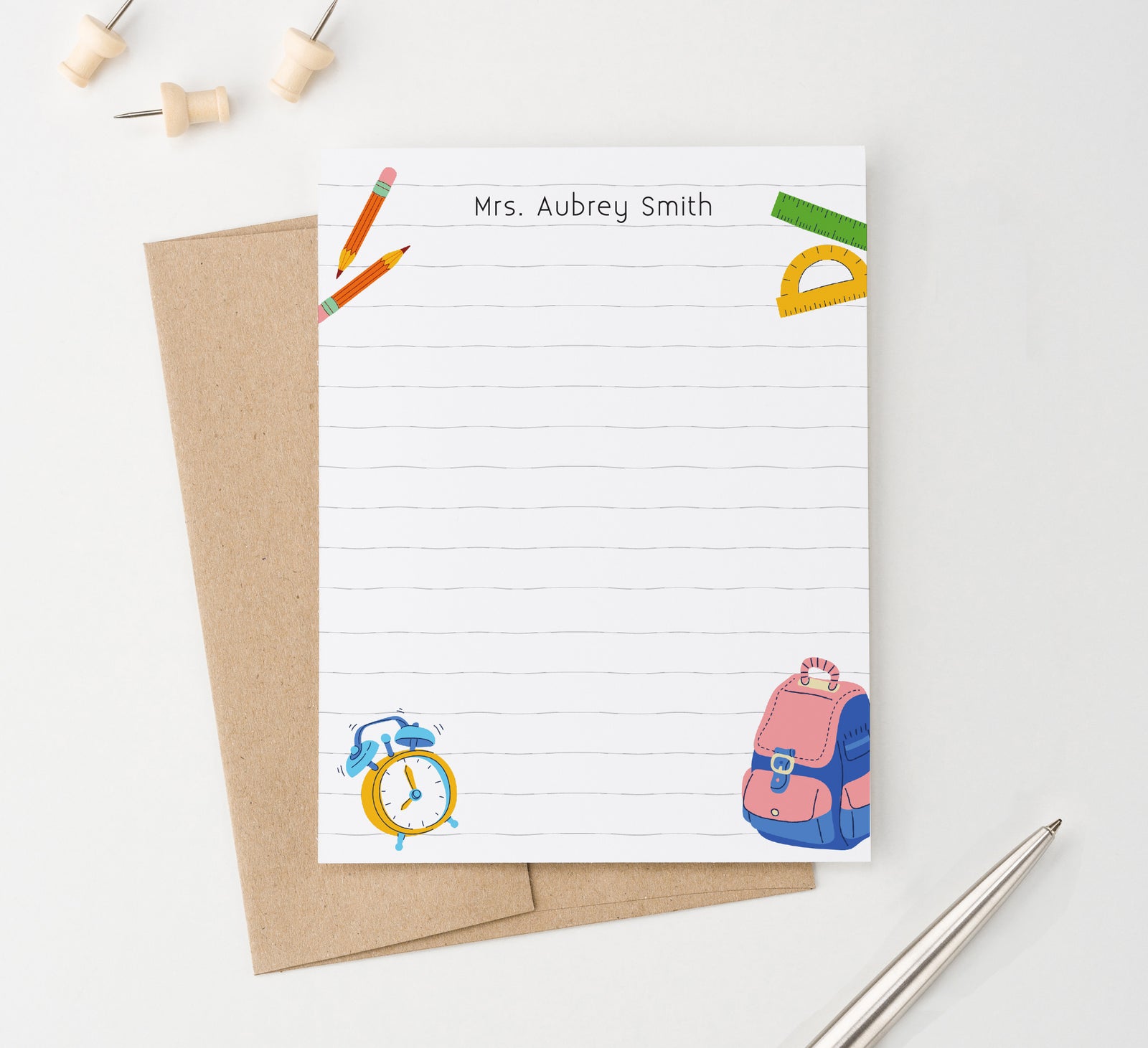    PS190 Custom Teacher Thank You Stationary Set backpack pencils stationery school supplies