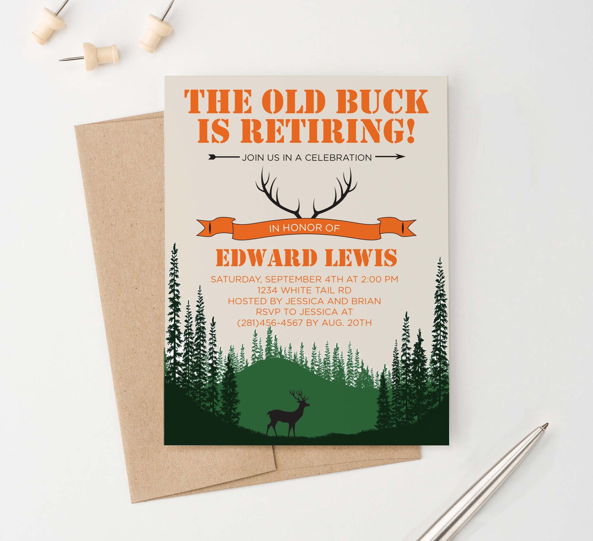 Deer Retirement Party Invitation Personalized