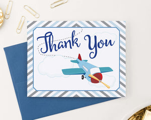 TY008 cute airplane thank you cards for baby shower birthday kids folded