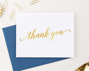 TY009 elegant gold script thank you notes for adults simple folded