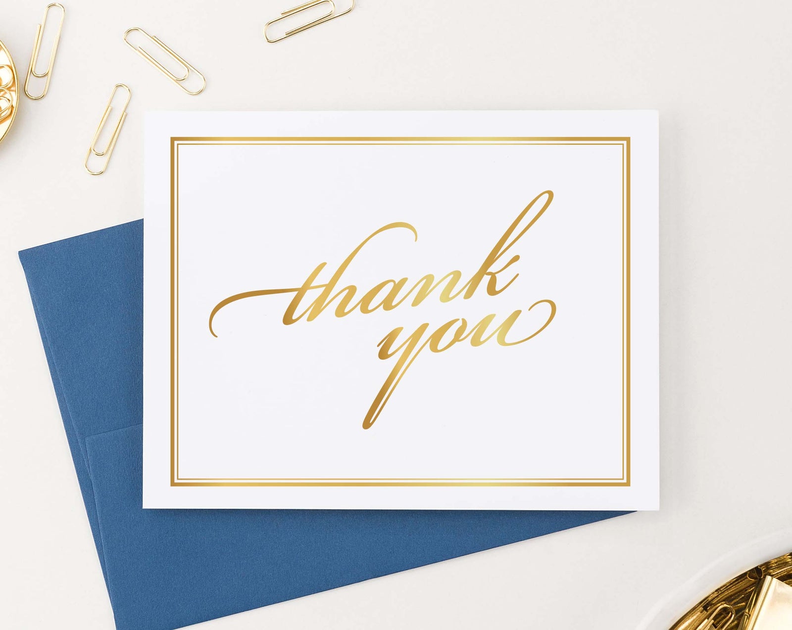 TY010 gold gradient folded thank you notes with border women elegant thankyou