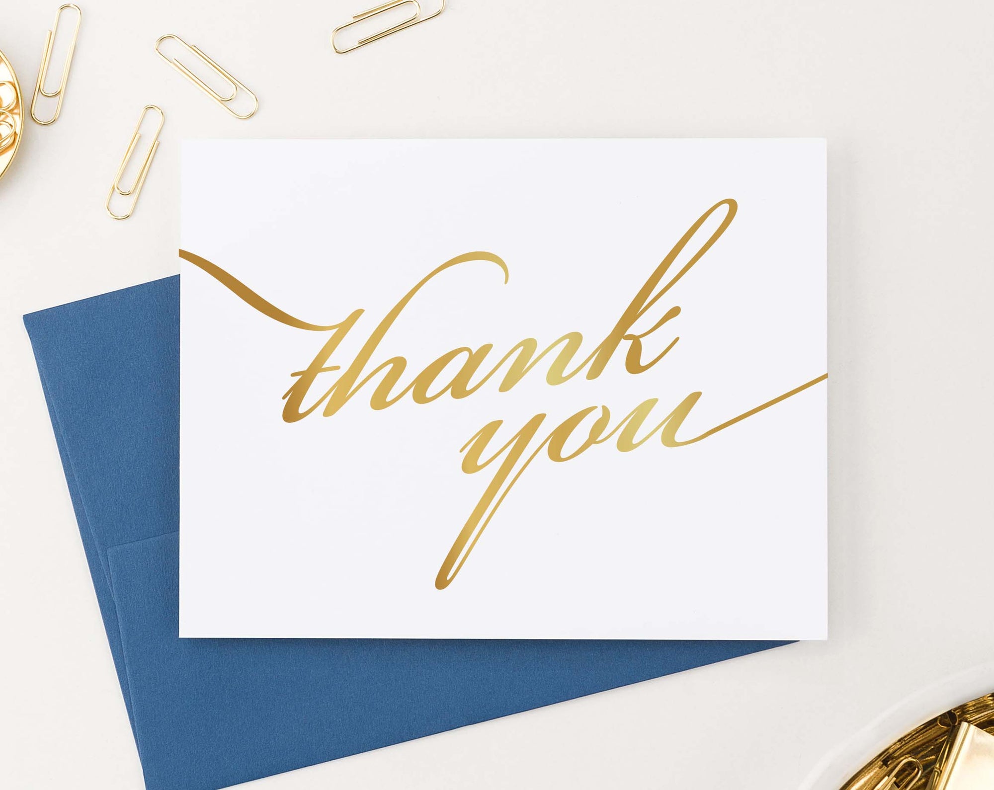 TY011 simple gold thank you cards folded elegant women