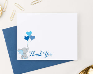TY012 blue elephant thank you cards for baby shower balloons kids flat