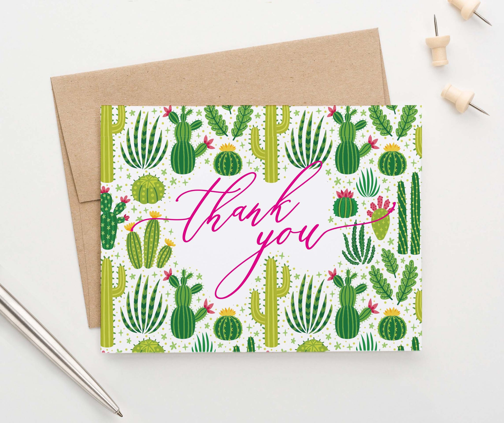 thank you succulents Folded Cactus Pink Thank You Cards