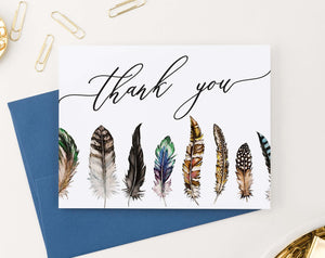 Elegant Feather Thank You Notes Folded