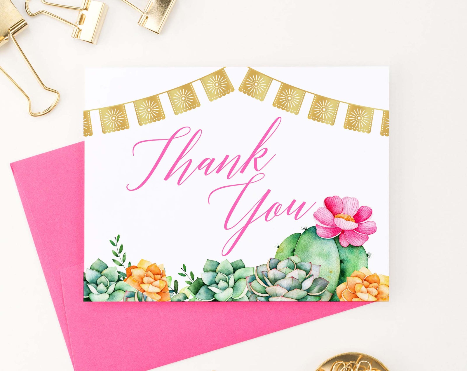 TY031 fiesta cactus thank you notes for bridal shower wedding elegant women