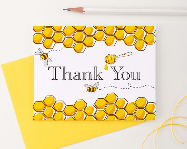 Bumble Bee Honeycomb Thank You Notes for Kids - Modern Pink Paper