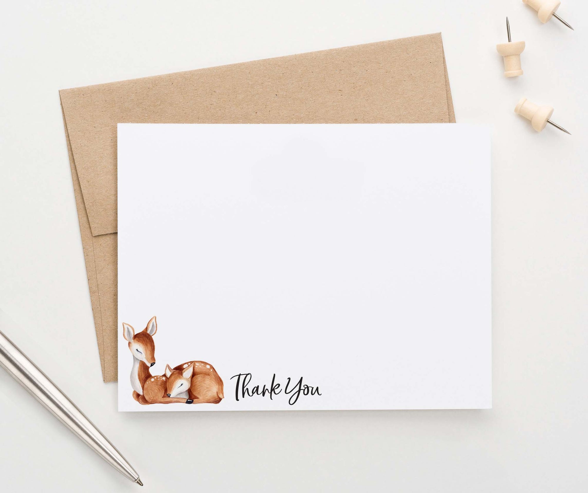 TY045 deer thank you cards for baby shower kids forest animal thankyou