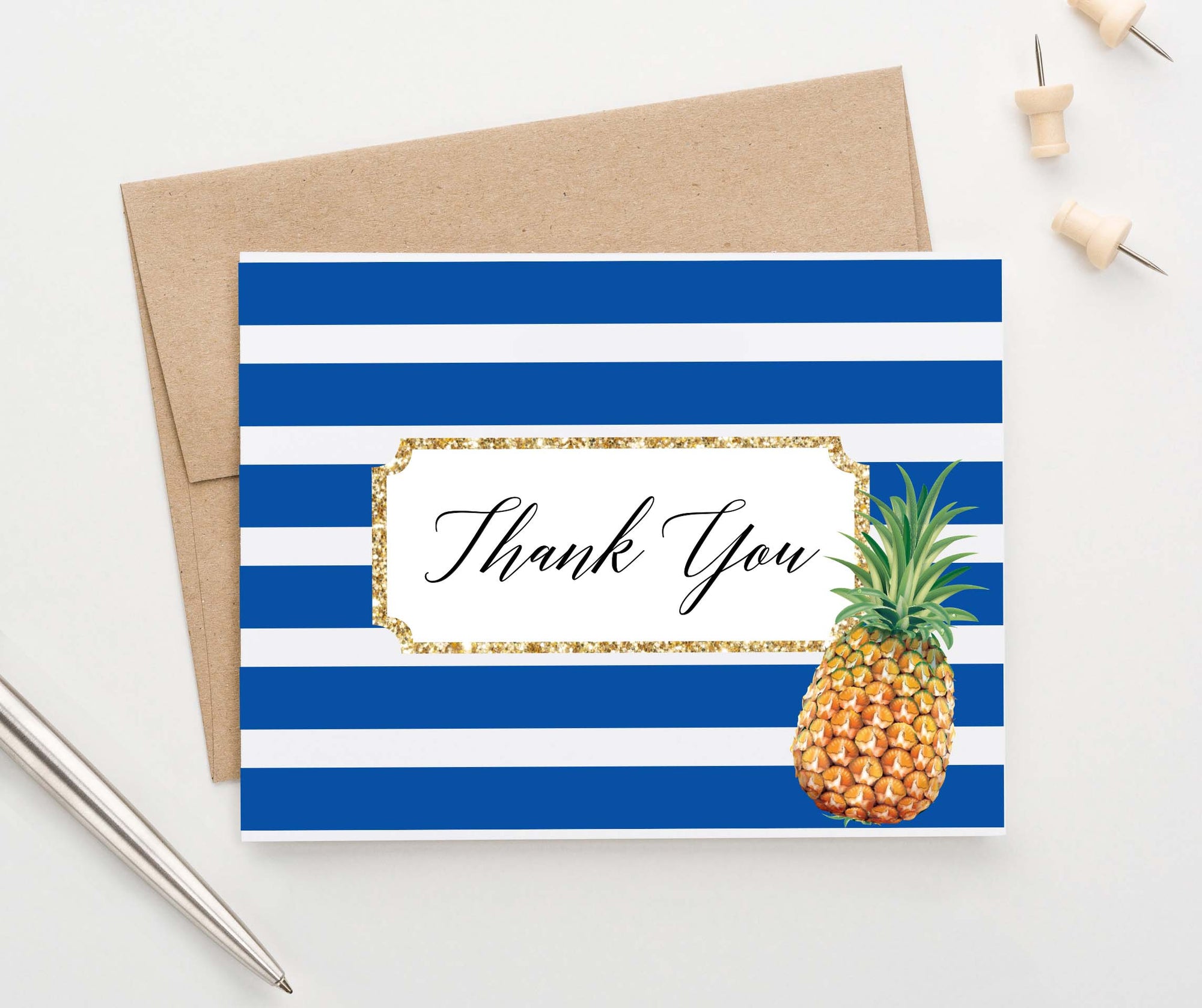 Chic Pineapple Folded Thank You Notes for Women