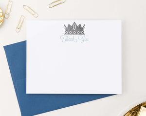 TY056 prince crown thank you notes for baby shower boys silver royal