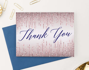 TY062 rose gold glitter thank you notes for wedding navy script women