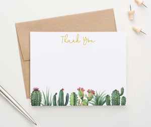 TY072 elegant flat thank you cards with cactus bottom border succulents adults