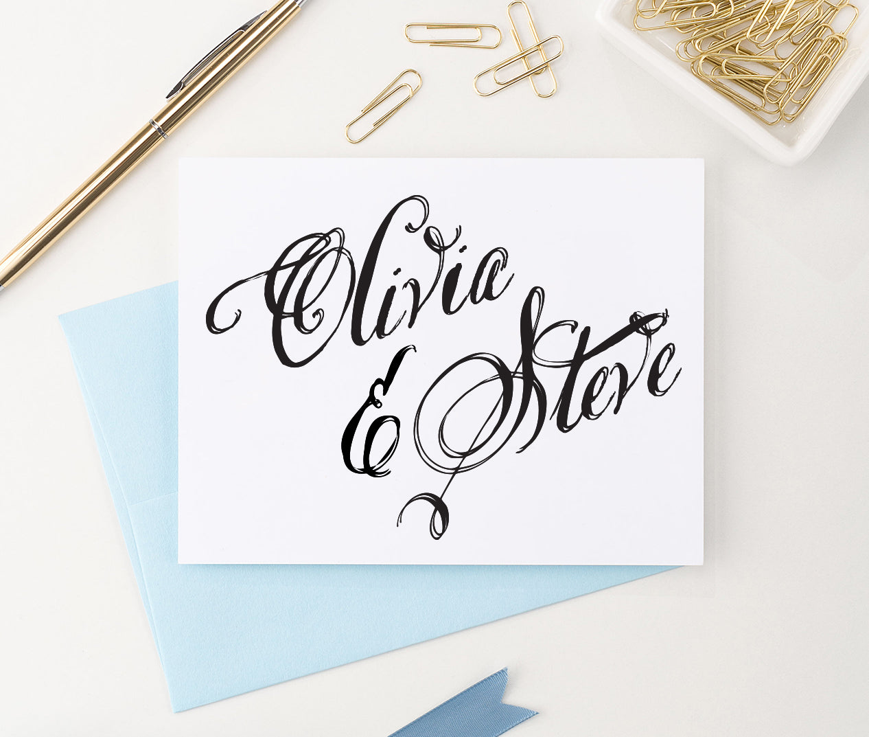 WS007 folded simple script engagement thank you cards set wedding anniversary gift couples