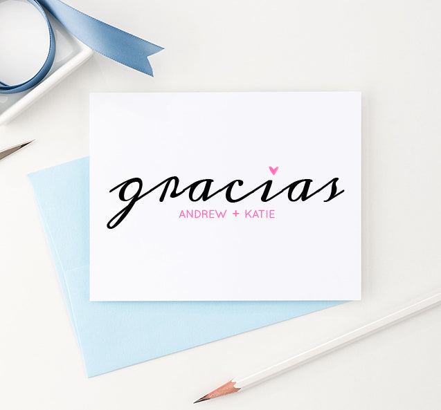 WS028 personalized gracias wedding thank you notes engagement couples folded