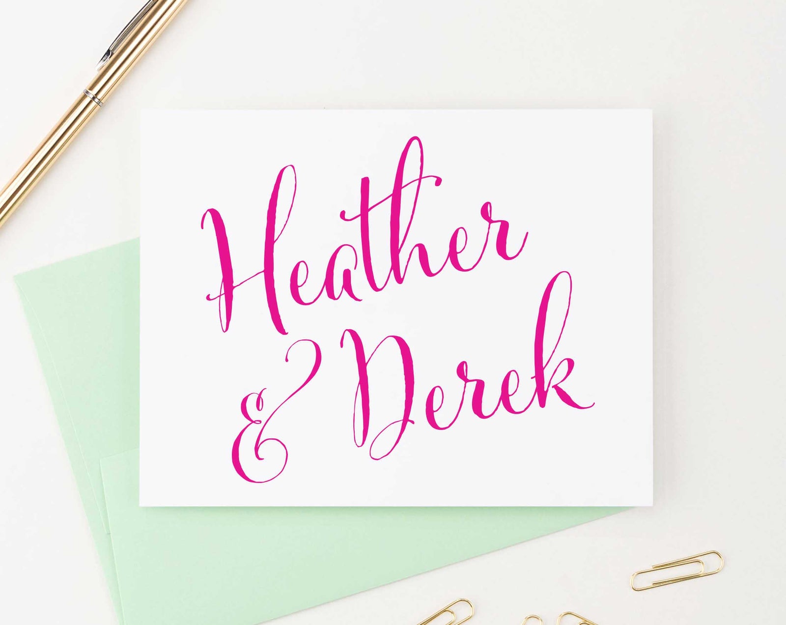 WS029 elegant script folded anniversary thank you cards couples wedding simple