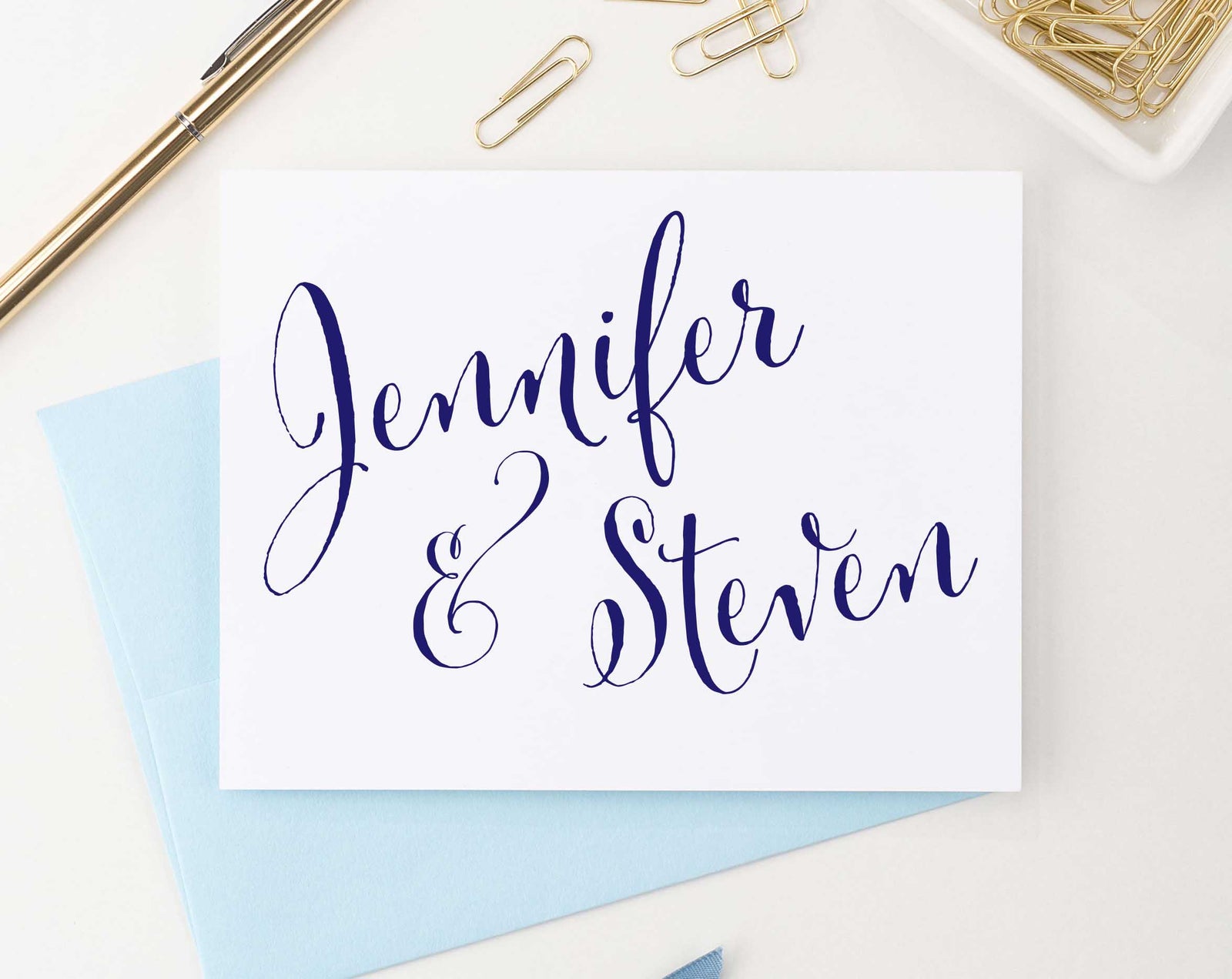 WS029 elegant script folded anniversary thank you cards couples wedding simple