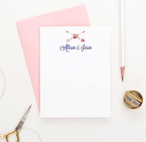 WS032 elegant floral arrow engagement thank you cards arrows wedding personalized simple 1