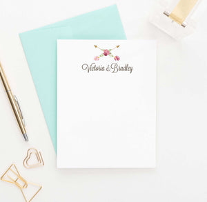 WS032 elegant floral arrow engagement thank you cards arrows wedding personalized simple 