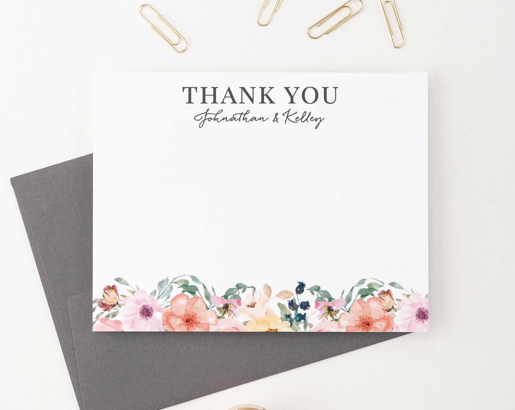 WS033 personalized floral thank you wedding stationery florals flowers elegant 1