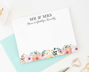 WS035 floral mr. and mrs. wedding thank you notes personalized floral modern engagement