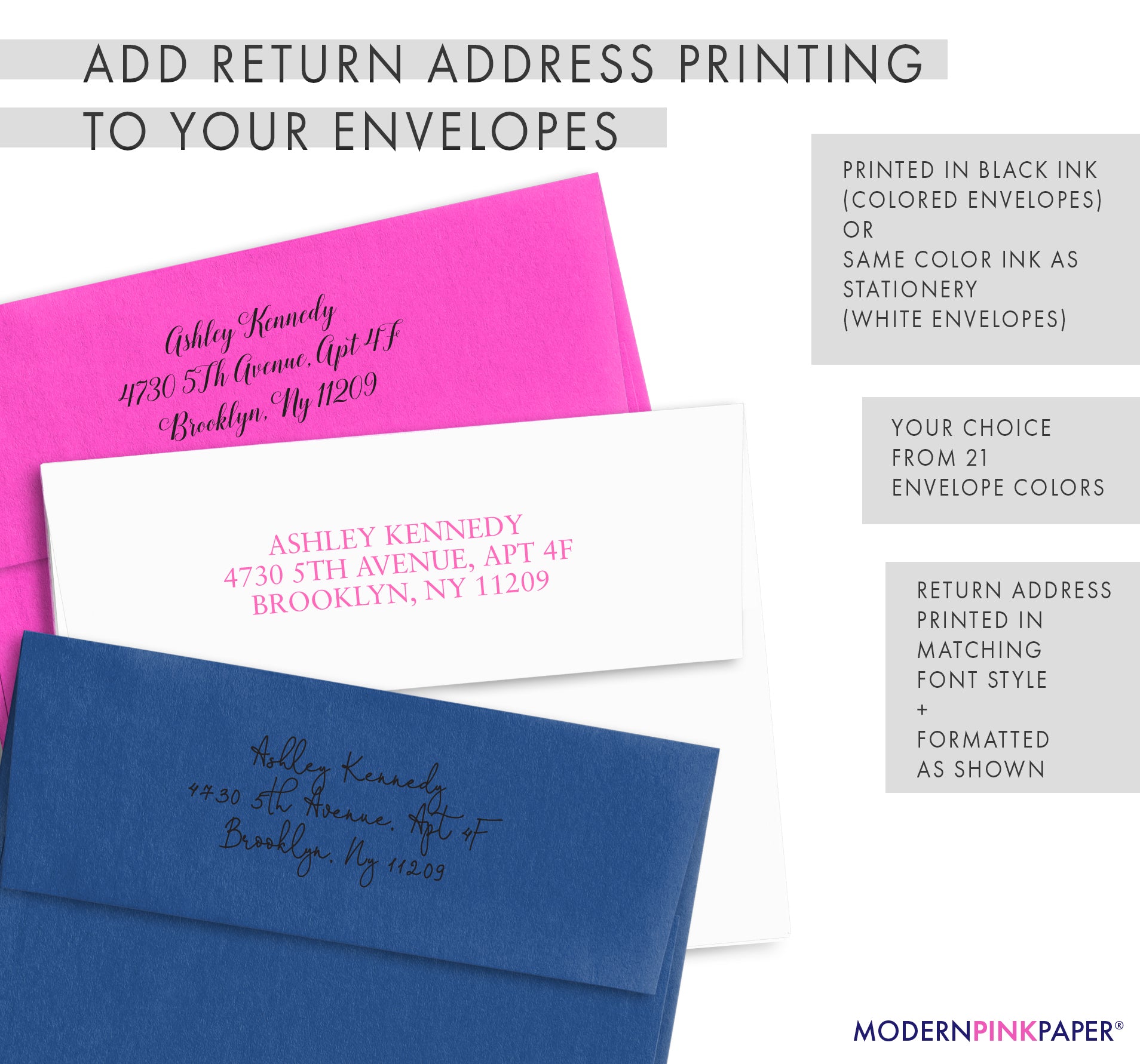Add return address printing to your envelopes add on service