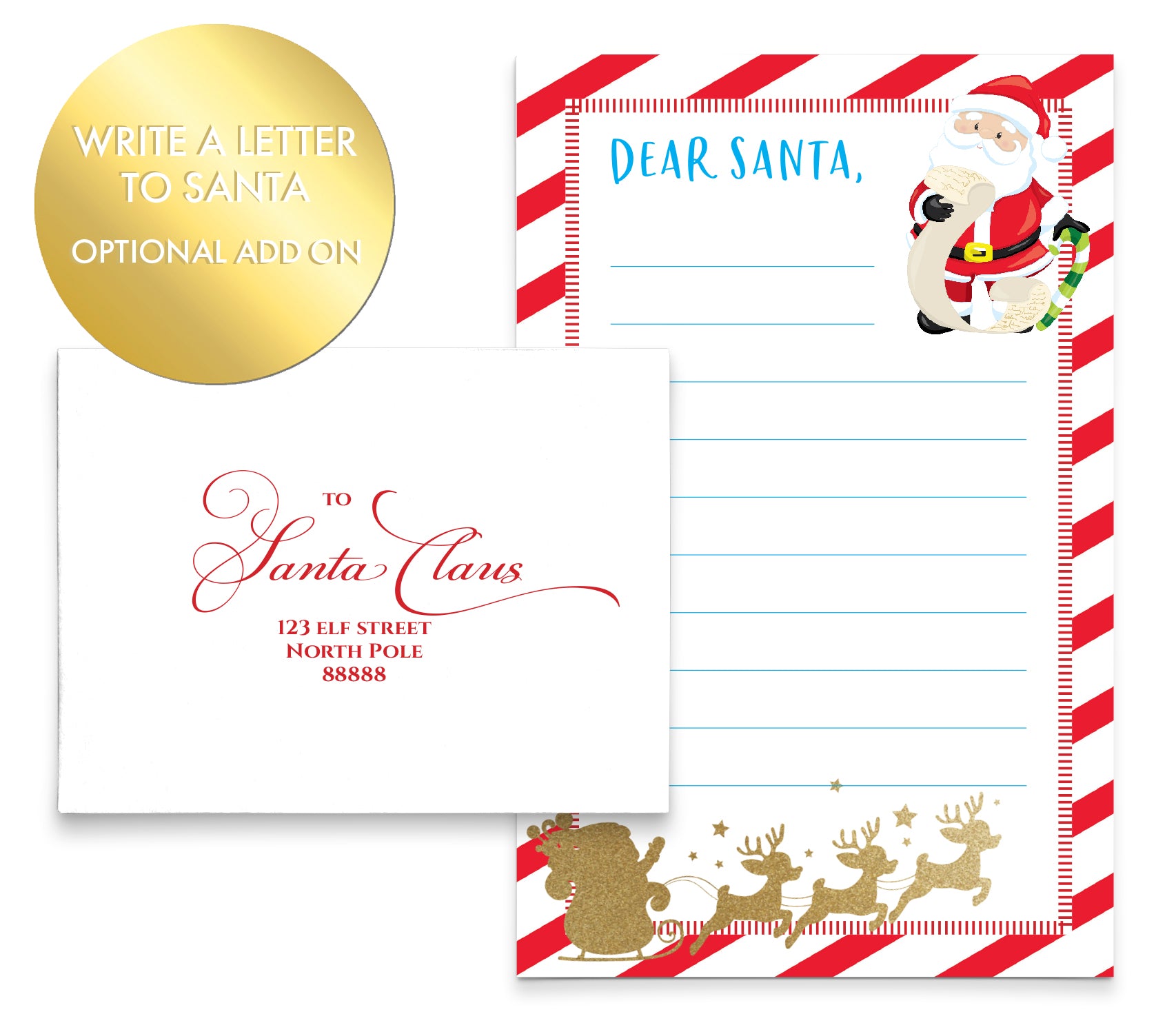 cs002 Personalized Letter from  Santa  and Nice List Certificate with Envelope christmas kid kids holiday