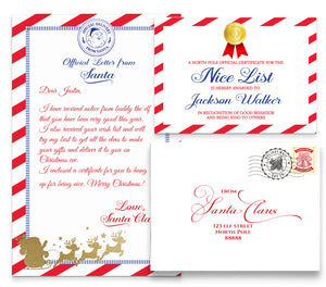 cs002 Personalized Letter from  Santa  and Nice List Certificate with Envelope christmas kid kids holiday