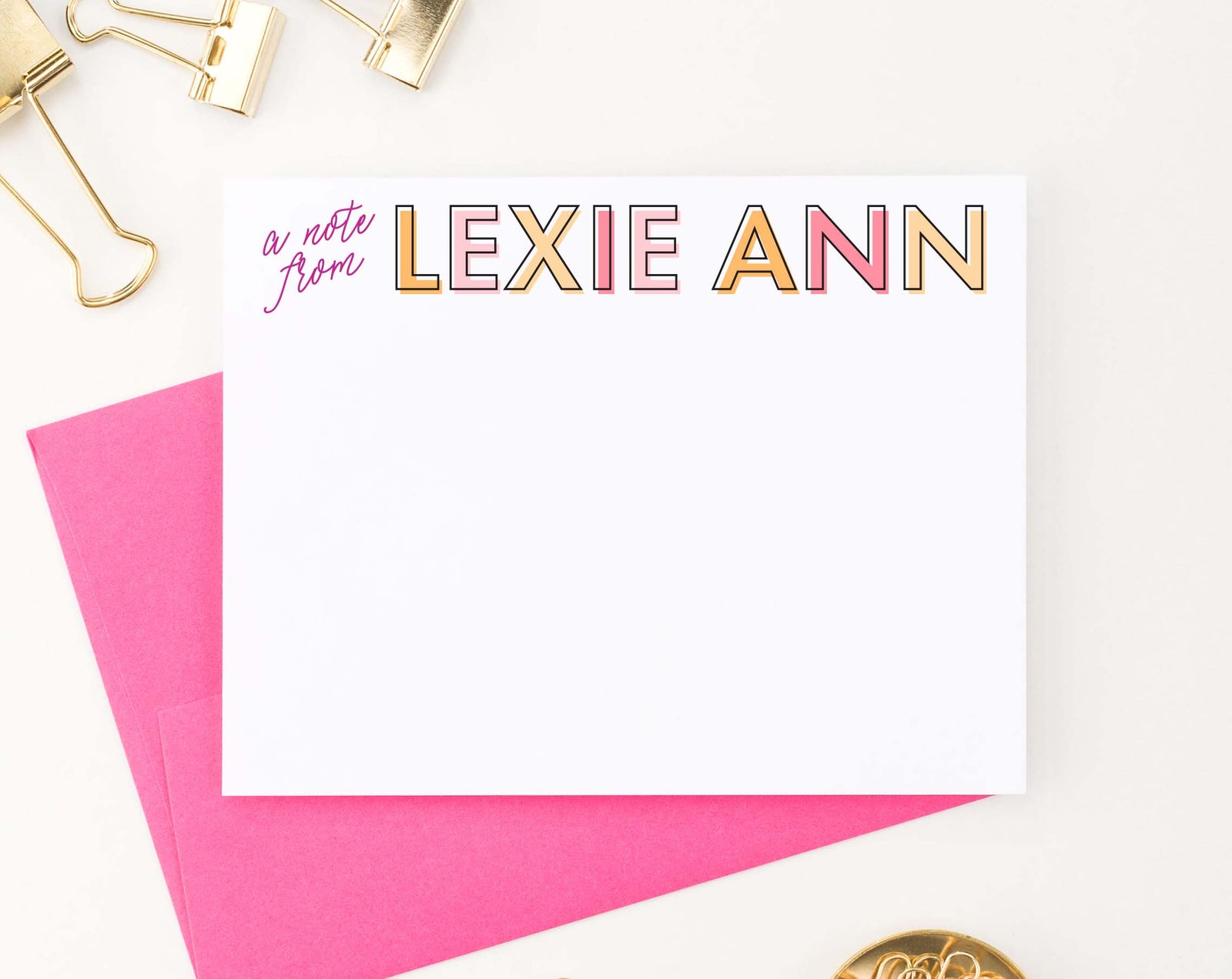 ks190 cute customized a note from thank you cards for girls simple block font