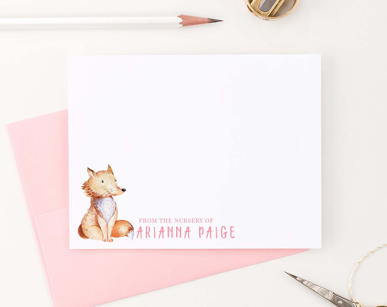 ks194 personalized from the nursery of thank you cards with fox animal cute 1