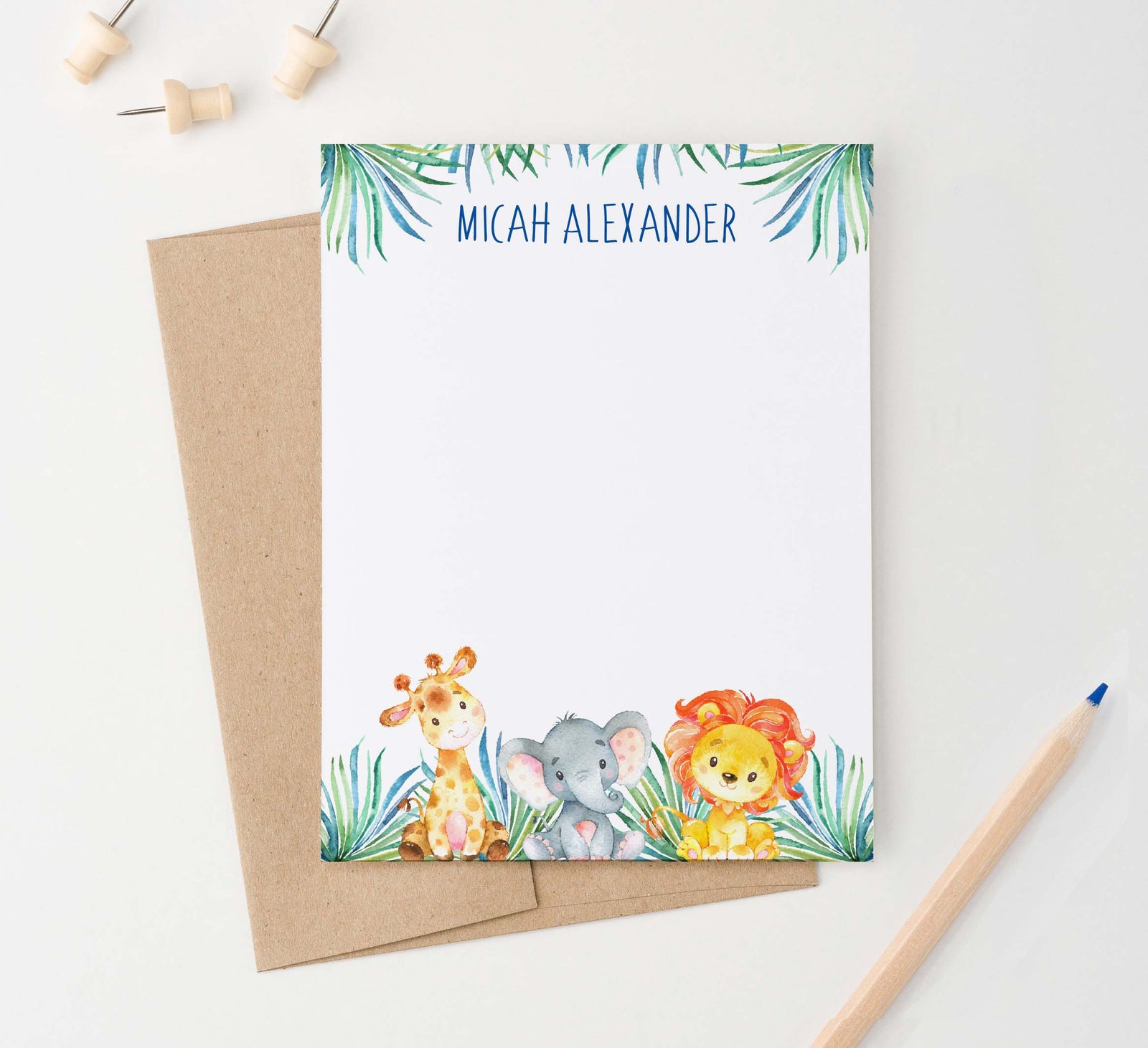 ks195 safari thank you cards with elephant giraffe lion jungle animals zoo 1