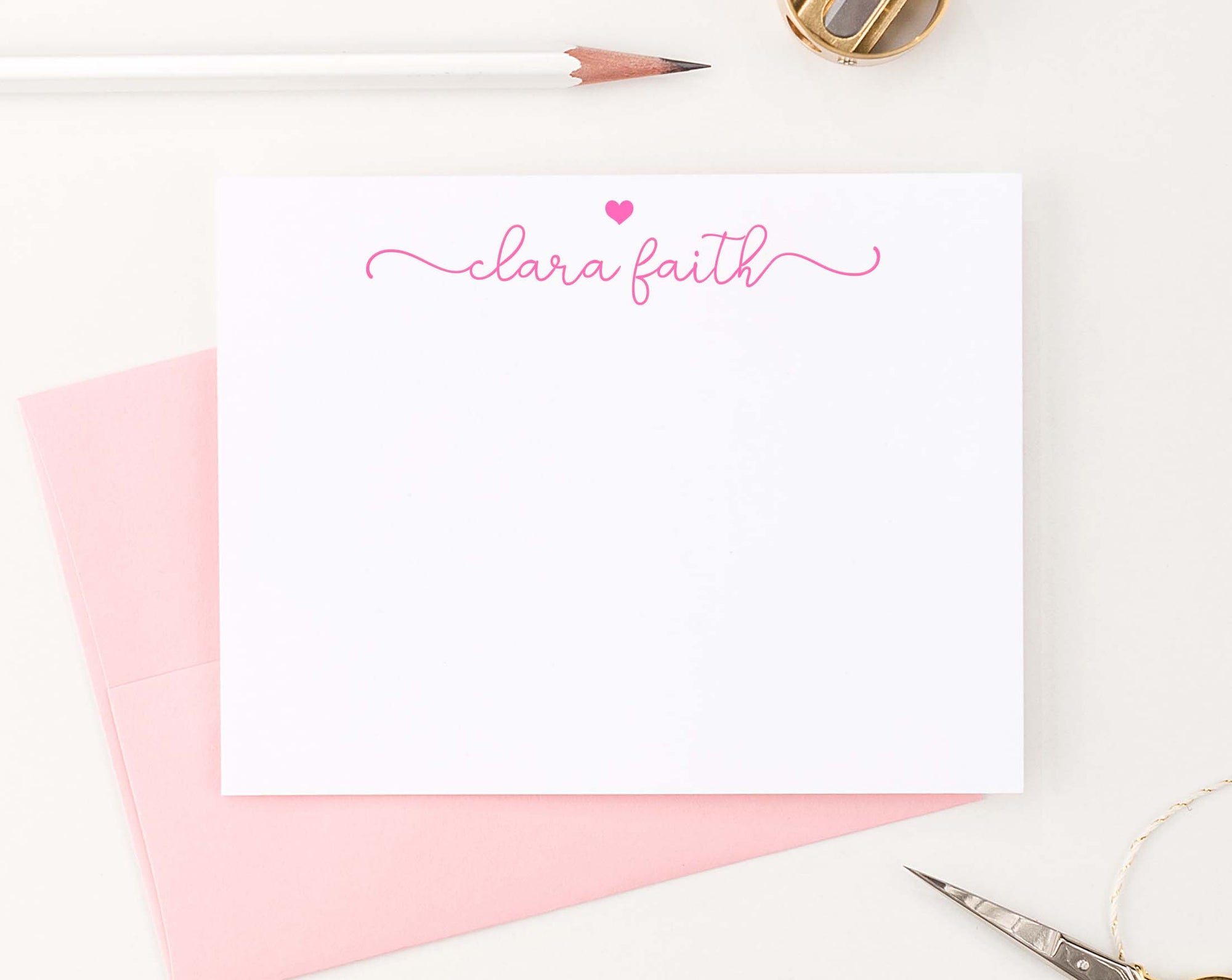 Cute Heart And Script Font Stationery For Kids