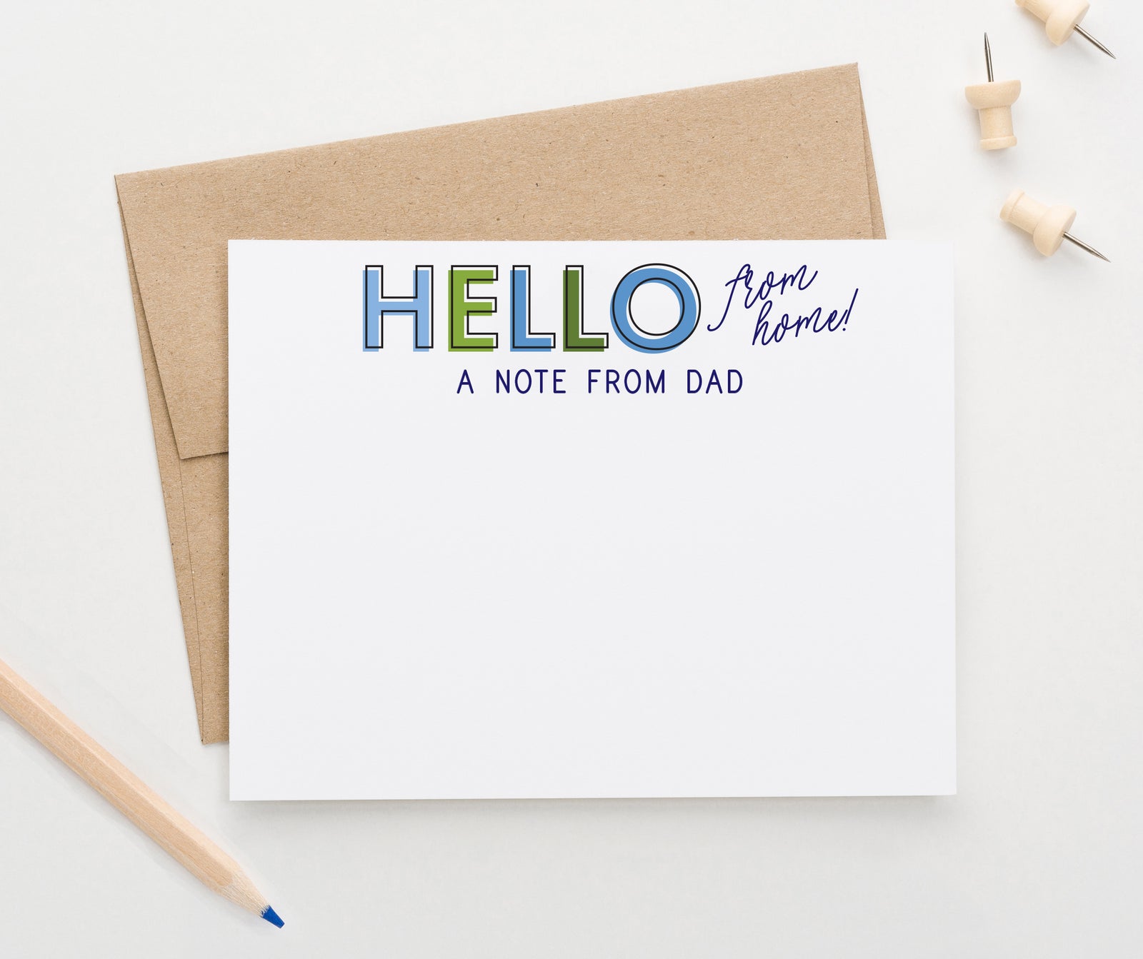 ks202 Camp Notes From Dad Personalized blue green hello from home